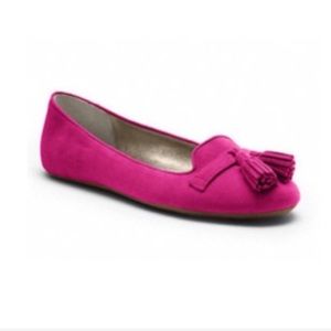 Coach Deedra Pink Suede Tassel Flats